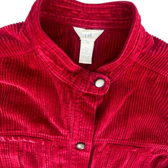J Jill Women’s Red Corduroy Snap Button Jacket Size M Long Sleeve Casual Pockets - Picture 4 of 6